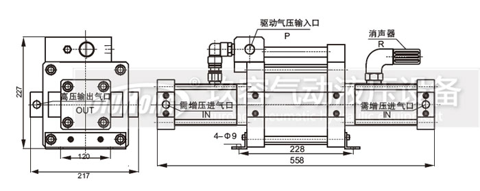 双头单作用气体增压泵详细安装接口说明