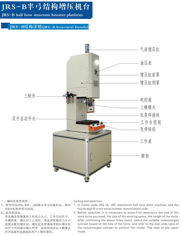 10吨半弓型气液增压机产品结构说明